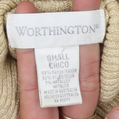 Worthington Women's Beige Roll Neck Knit Jumper Size S