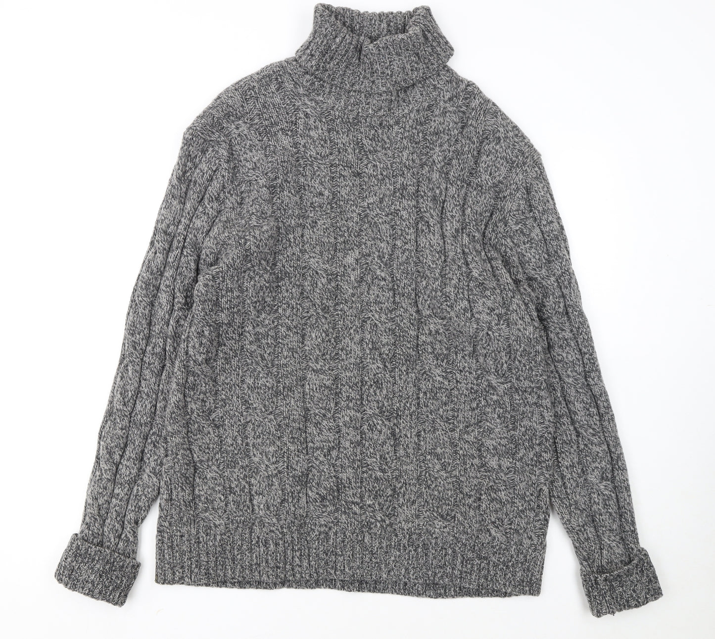 Charles Tyrwhitt Women’s Grey Merino Wool Roll Neck Cable Jumper L