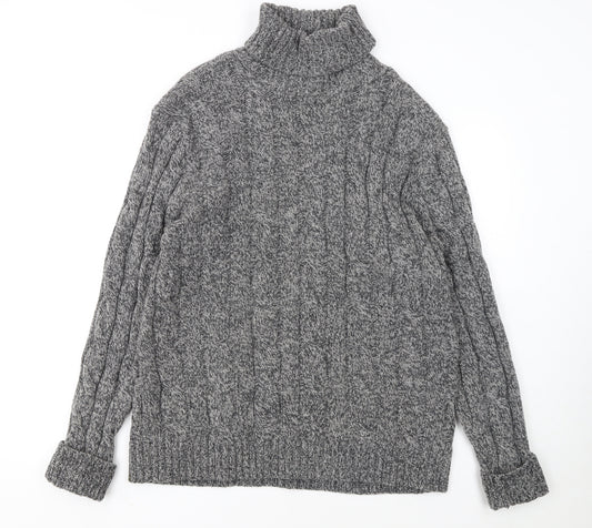 Charles Tyrwhitt Women’s Grey Merino Wool Roll Neck Cable Jumper L