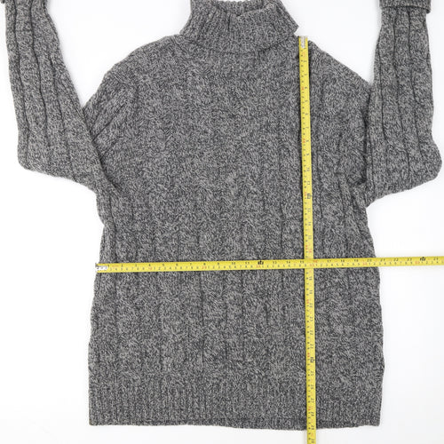 Charles Tyrwhitt Women’s Grey Merino Wool Roll Neck Cable Jumper L
