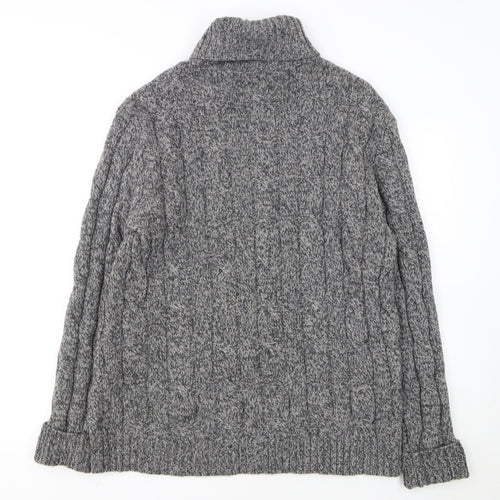 Charles Tyrwhitt Women’s Grey Merino Wool Roll Neck Cable Jumper L
