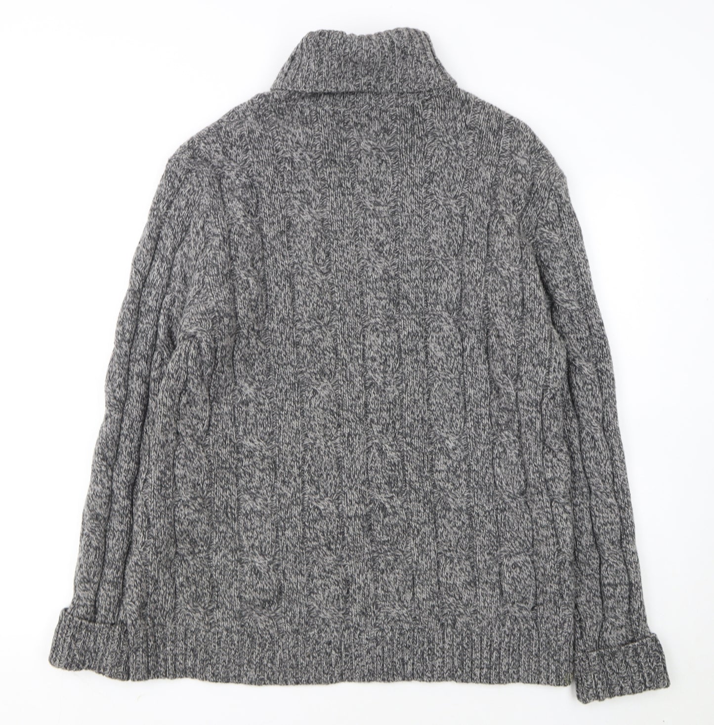 Charles Tyrwhitt Women’s Grey Merino Wool Roll Neck Cable Jumper L