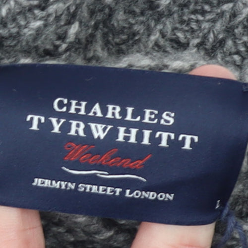 Charles Tyrwhitt Women’s Grey Merino Wool Roll Neck Cable Jumper L