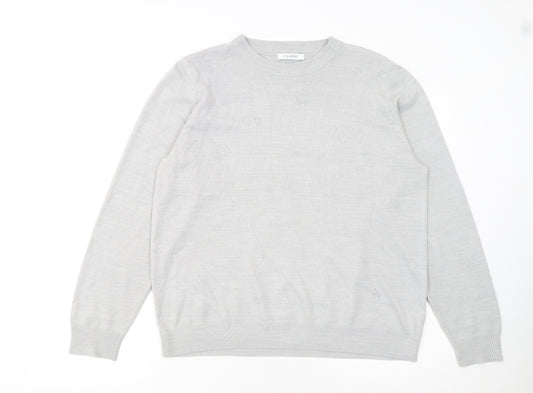 Marks and Spencer Womens Grey Beaded Crew Neck Pullover Jumper Size 16