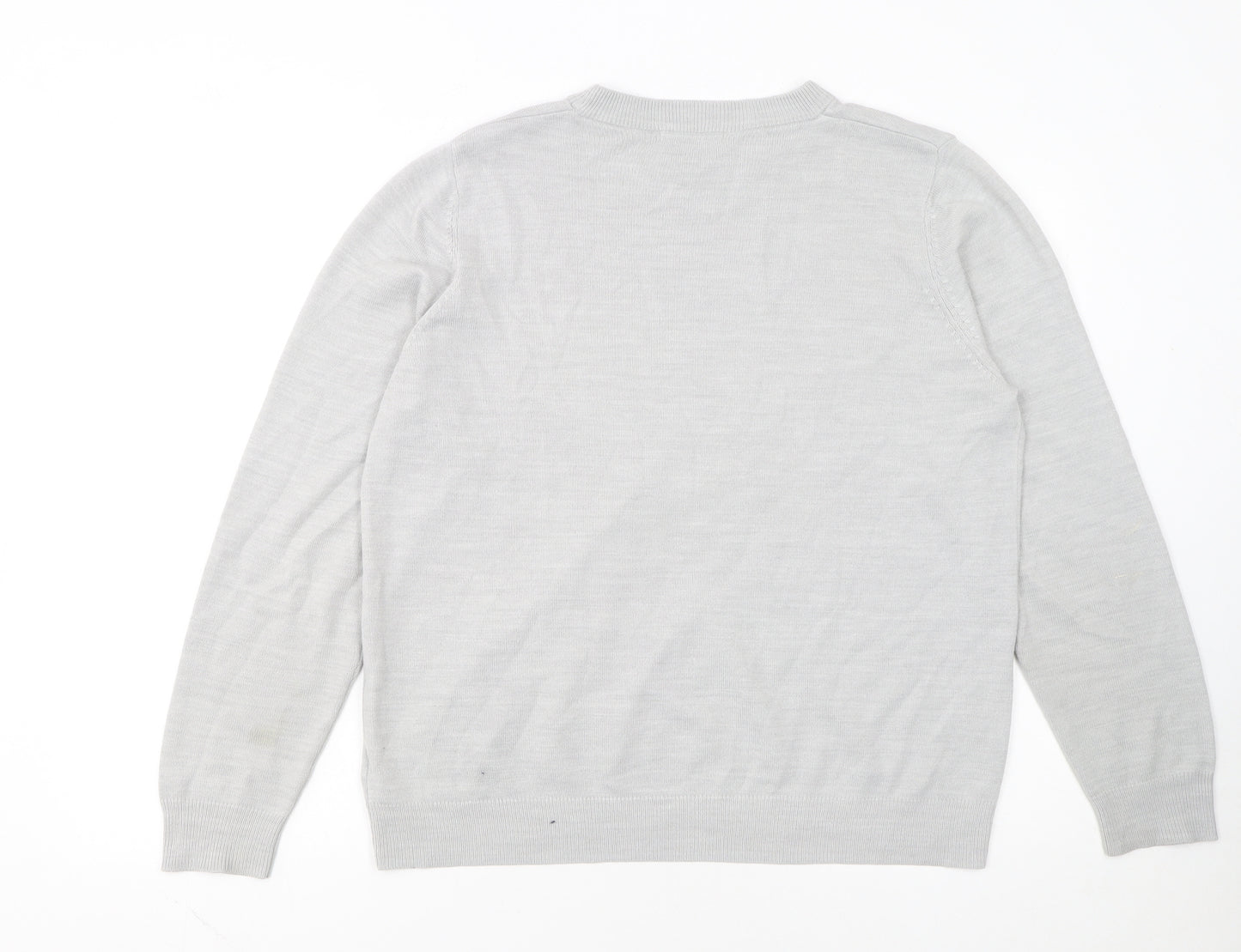 Marks and Spencer Womens Grey Beaded Crew Neck Pullover Jumper Size 16