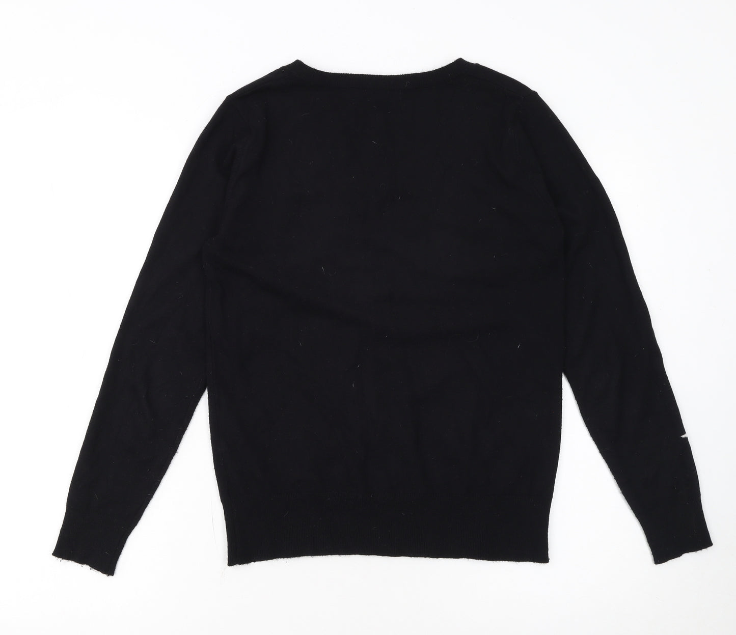Very Women Black Star Embellished V-Neck Long Sleeve Jumper Size 8