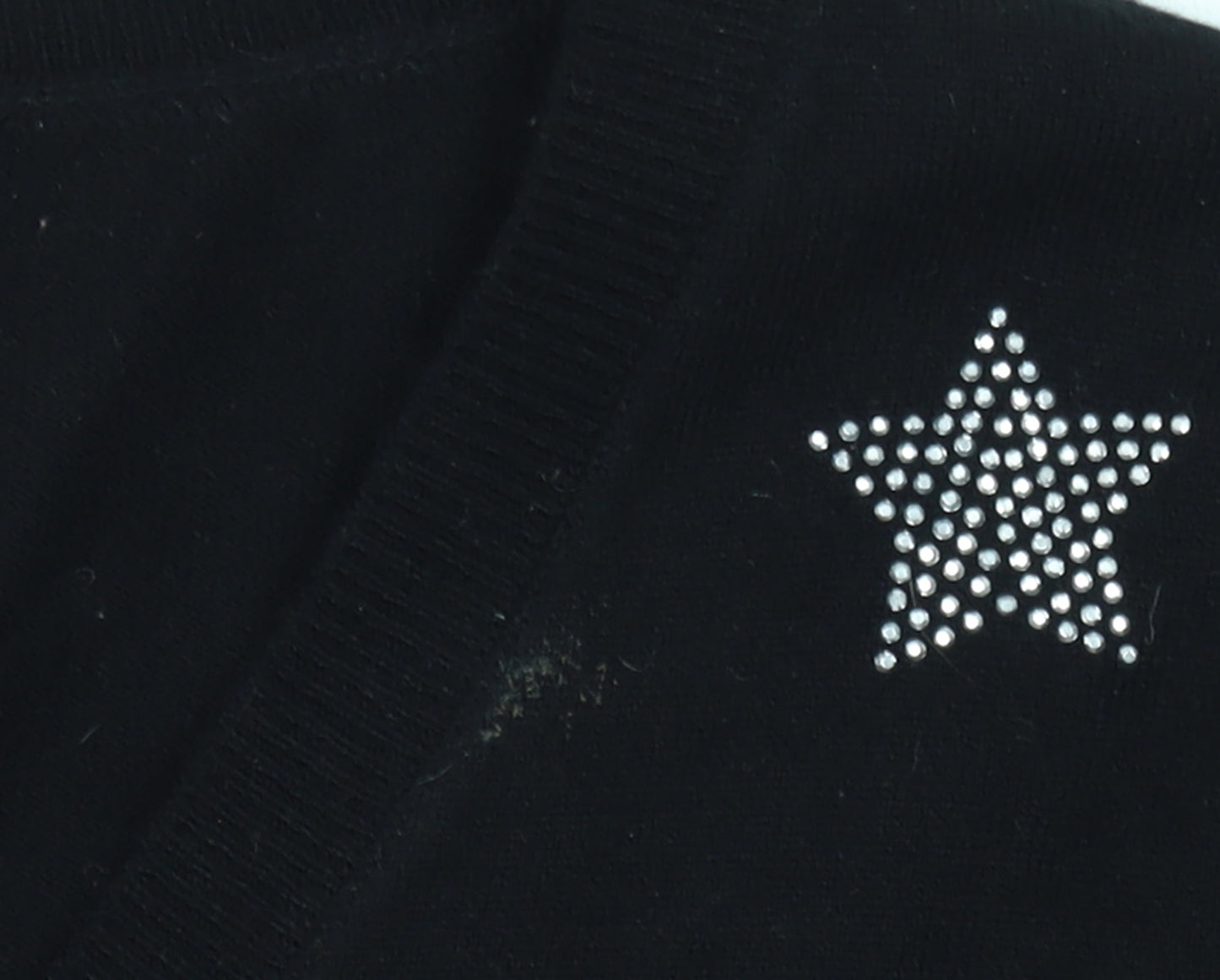 Very Women Black Star Embellished V-Neck Long Sleeve Jumper Size 8