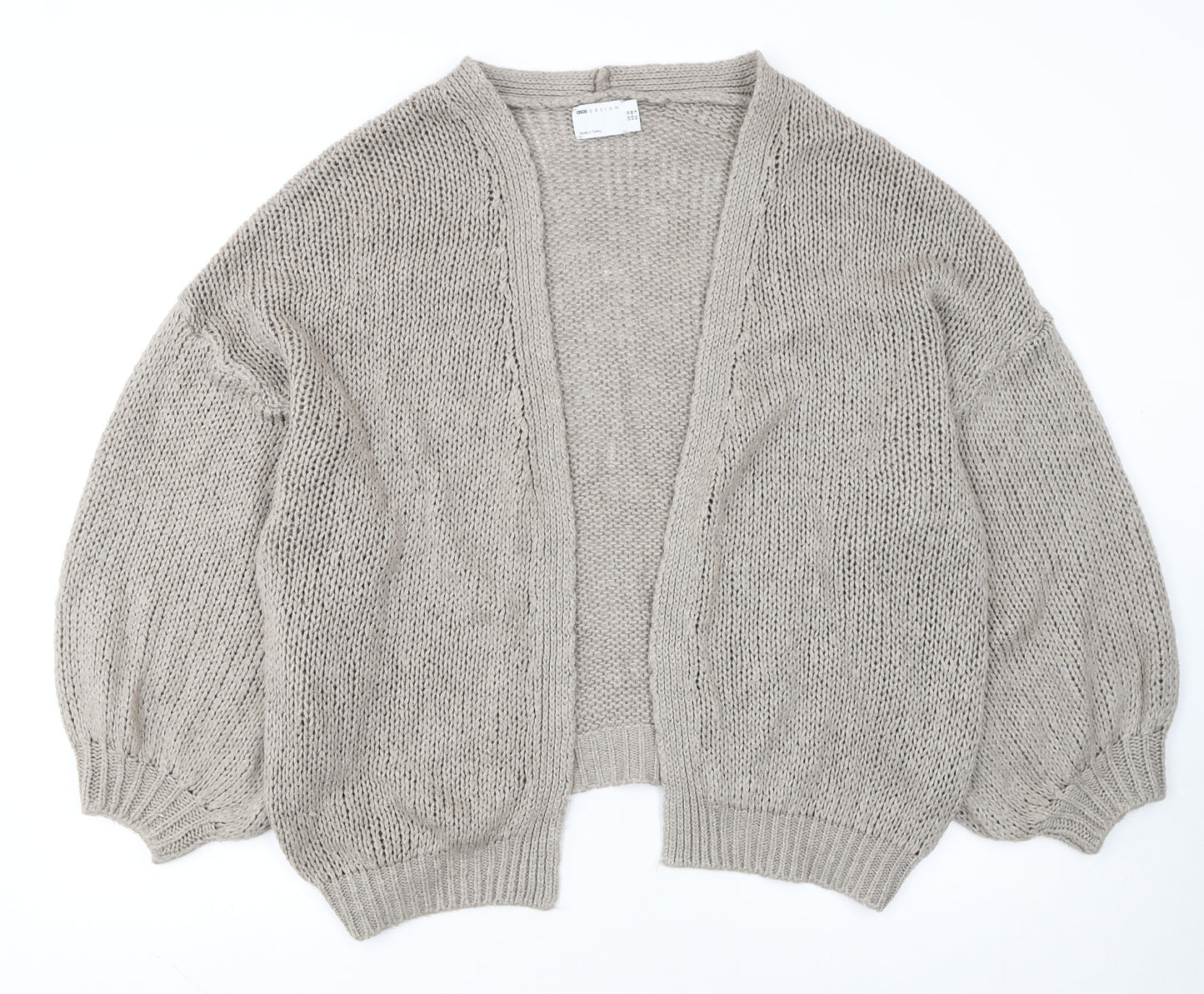 ASOS DESIGN Womens Beige Cotton Open-Knit Cardigan Size 10