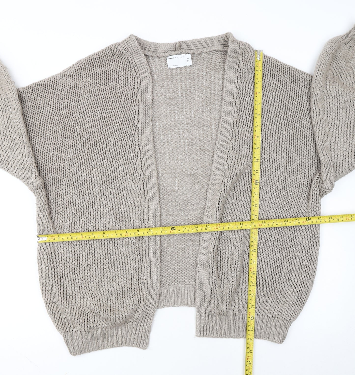 ASOS DESIGN Womens Beige Cotton Open-Knit Cardigan Size 10