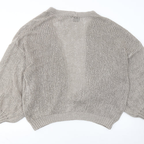 ASOS DESIGN Womens Beige Cotton Open-Knit Cardigan Size 10