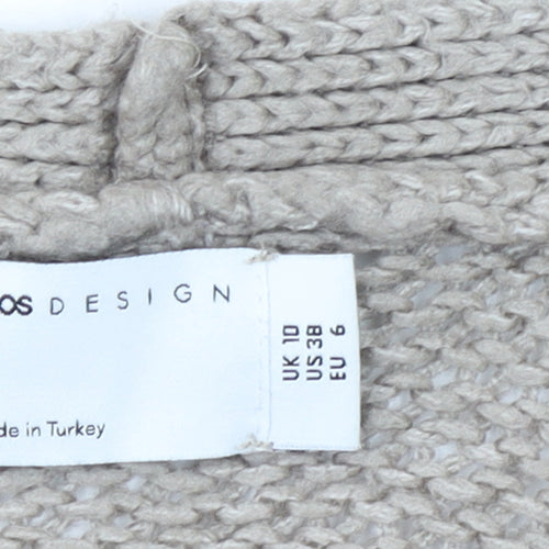 ASOS DESIGN Womens Beige Cotton Open-Knit Cardigan Size 10