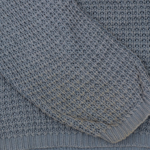 TWOTHIRDS Women Blue Waffle-Knit Cotton Pullover Jumper M