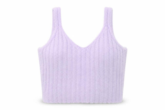 Front view of New Look Women Purple Cropped Knit Tank Top, size L
