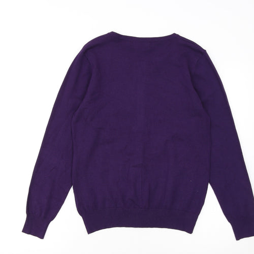 Paramour Women Purple Sequin Crew Neck Knit Cardigan M