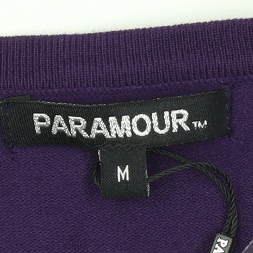 Paramour Women Purple Sequin Crew Neck Knit Cardigan M