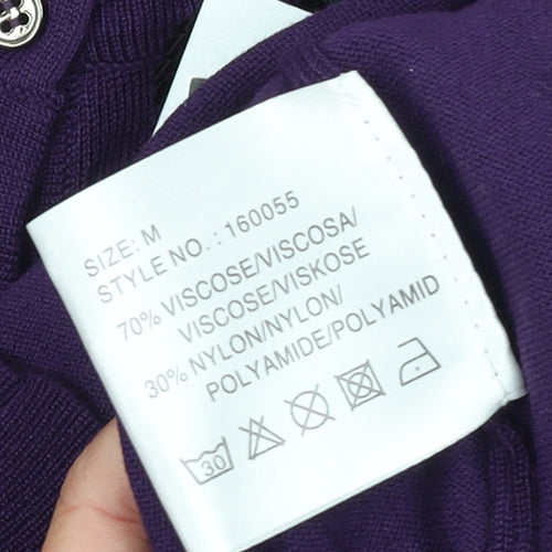 Paramour Women Purple Sequin Crew Neck Knit Cardigan M