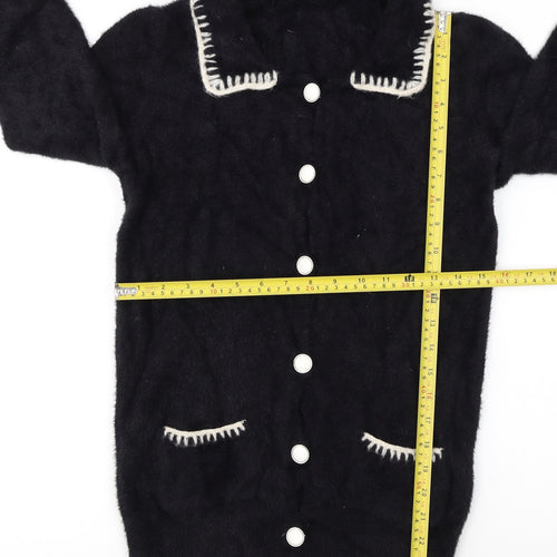 Very Women's Black Collared Knit Button Cardigan Size 8