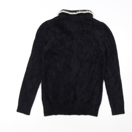 Very Women's Black Collared Knit Button Cardigan Size 8
