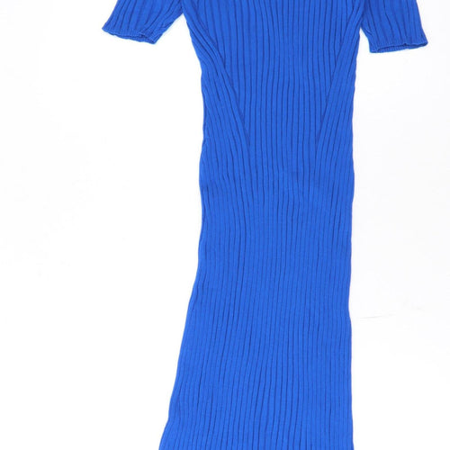 Marks and Spencer Women’s Blue Knit Bodycon Midi Dress Size 16