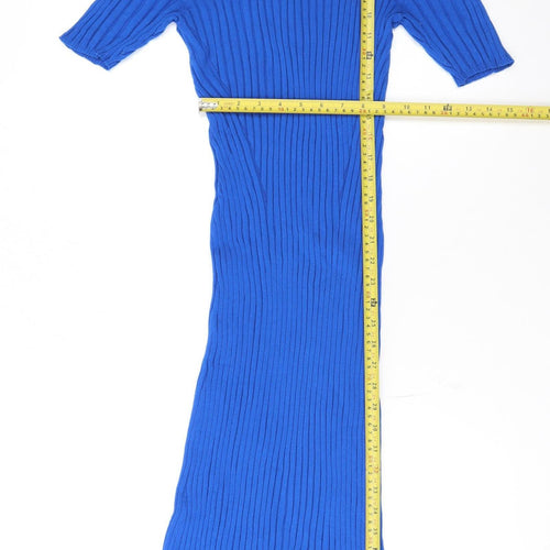 Marks and Spencer Women’s Blue Knit Bodycon Midi Dress Size 16