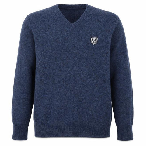 Superdry Men's Blue Lambswool Blend V-Neck Jumper Size L