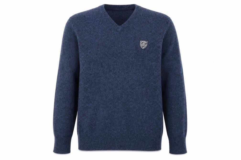 Superdry Men's Blue Lambswool Blend V-Neck Jumper Size L