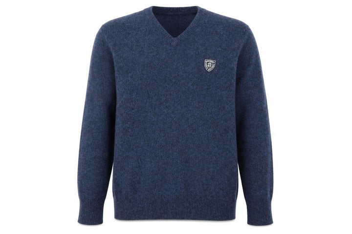 Superdry Men's Blue Lambswool Blend V-Neck Jumper Size L