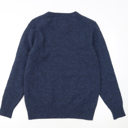 Superdry Men's Blue Lambswool Blend V-Neck Jumper Size L