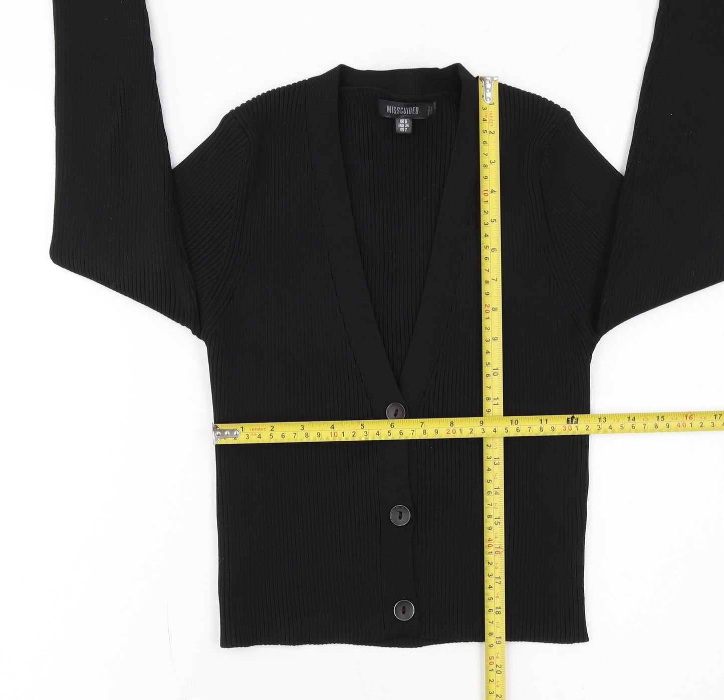 Missguided Women’s Black Slim Fit Ribbed Cardigan UK 6