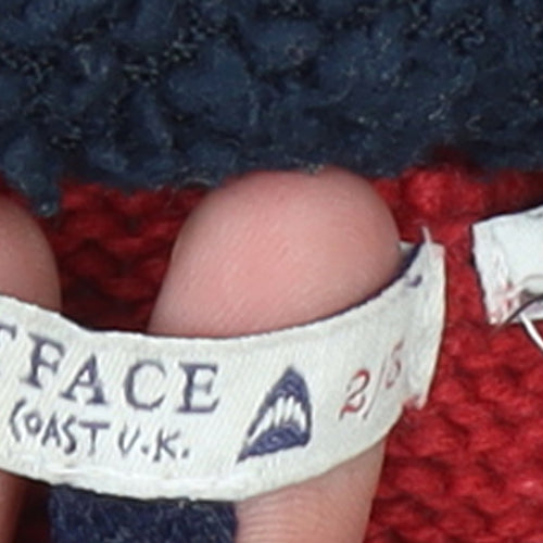 FatFace Boys Red Blue Fair Isle Hooded Full Zip Cardigan 2-3 Years Winter Knit