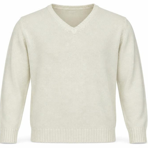 Zara Man Ivory Cotton V-Neck Pullover Jumper L Mens Knitwear