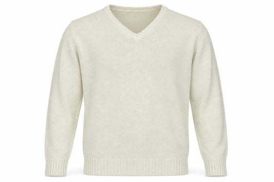 Front view of Zara Man Ivory Cotton V-Neck jumper L men’s knitwear