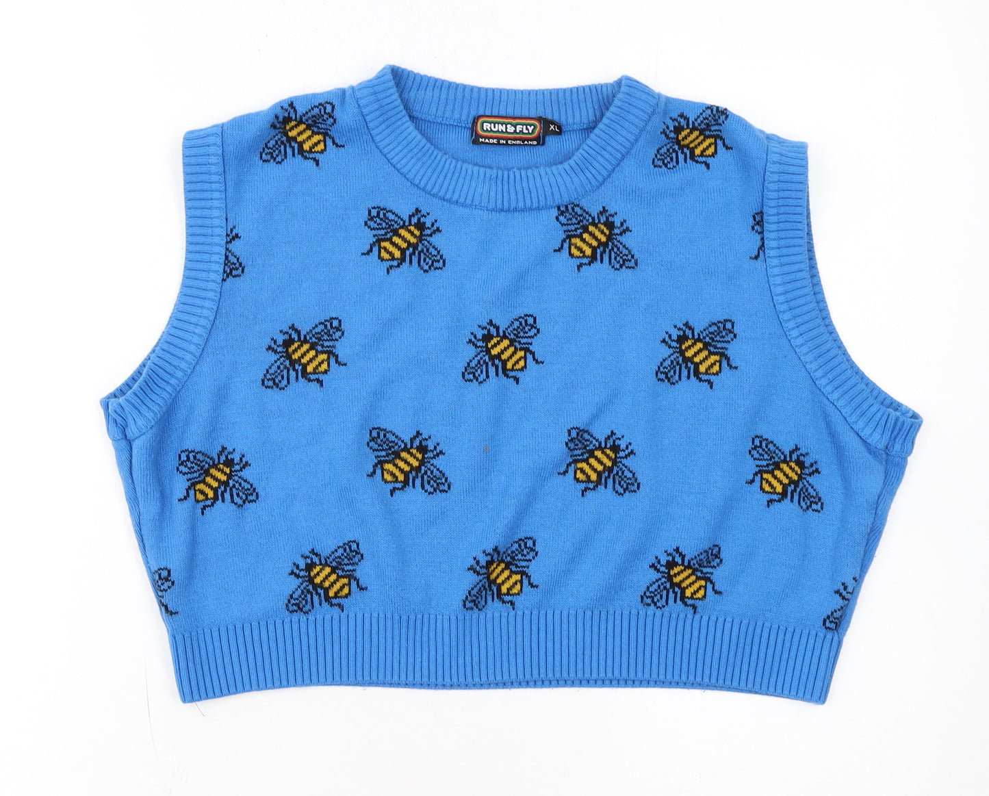 Run & Fly Women's Blue Bee Knit Sleeveless Vest XL