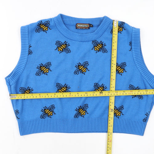 Run & Fly Women's Blue Bee Knit Sleeveless Vest XL