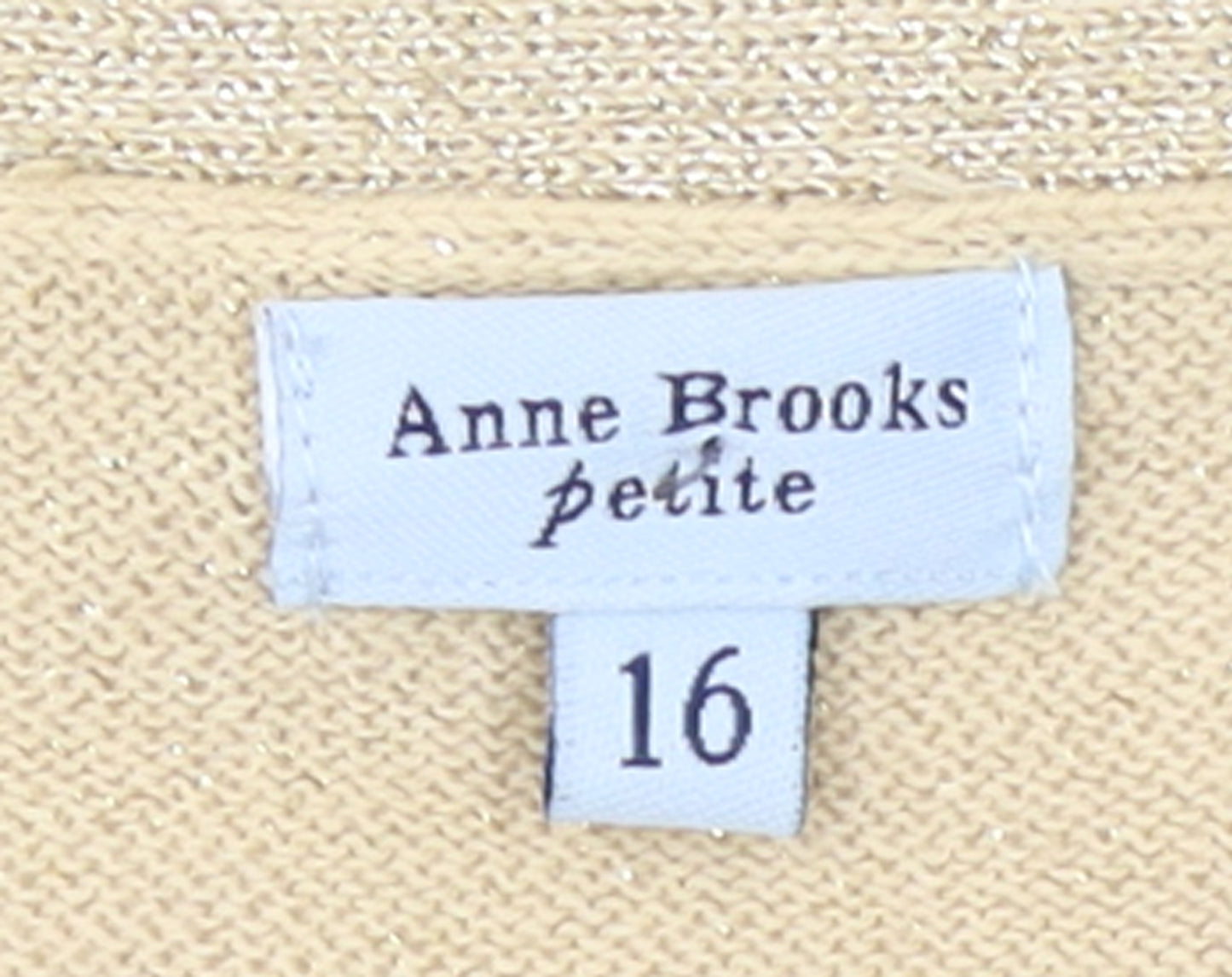 Anne Brooks Womens Beige Petite Size 16 Sequin V-Neck Jumper