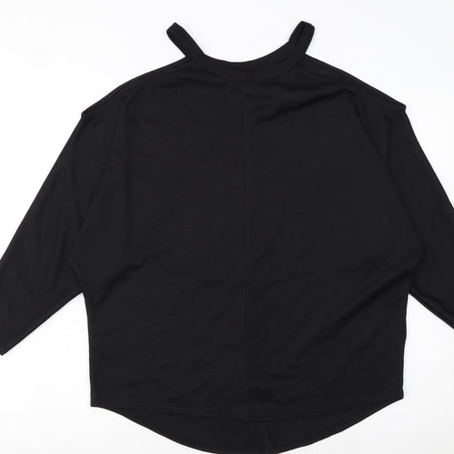 Lipsy London Women's Black Cold Shoulder Jersey T-Shirt UK 14