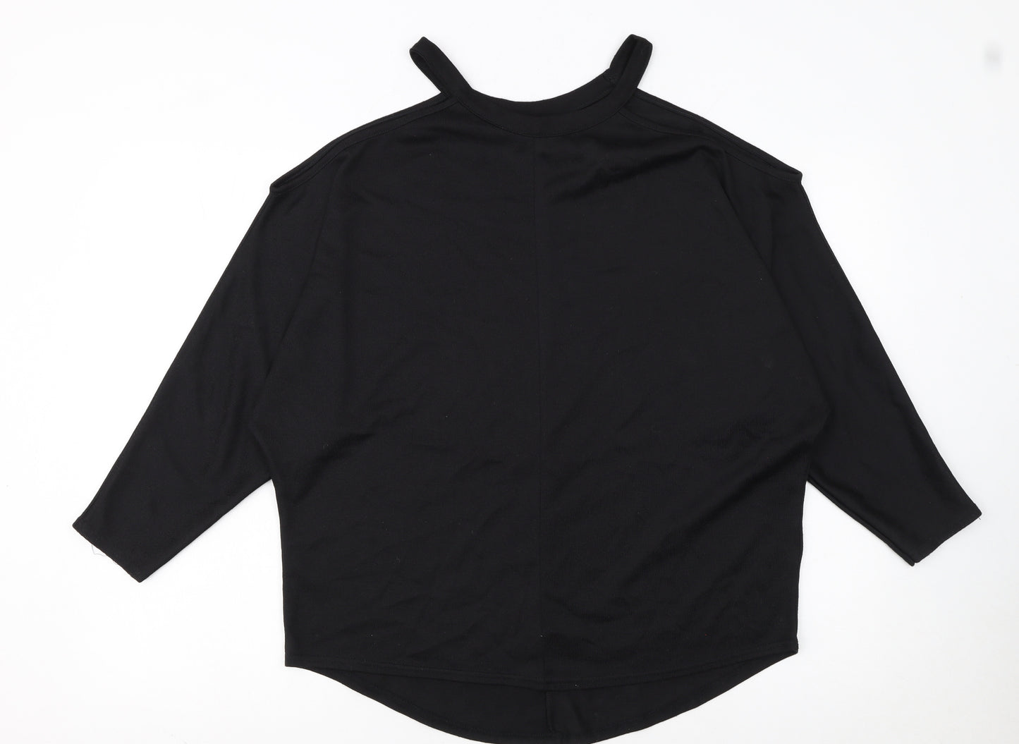Lipsy London Women's Black Cold Shoulder Jersey T-Shirt UK 14