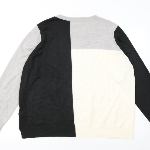 Marks and Spencer Women’s Black Grey Colour Block Cotton Jumper Size 16