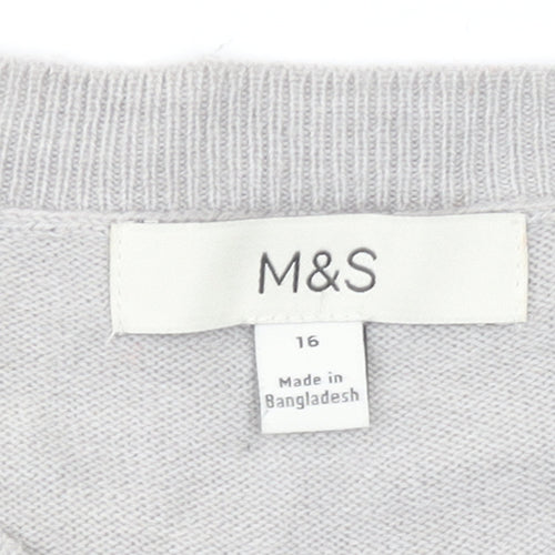 Marks and Spencer Women’s Black Grey Colour Block Cotton Jumper Size 16