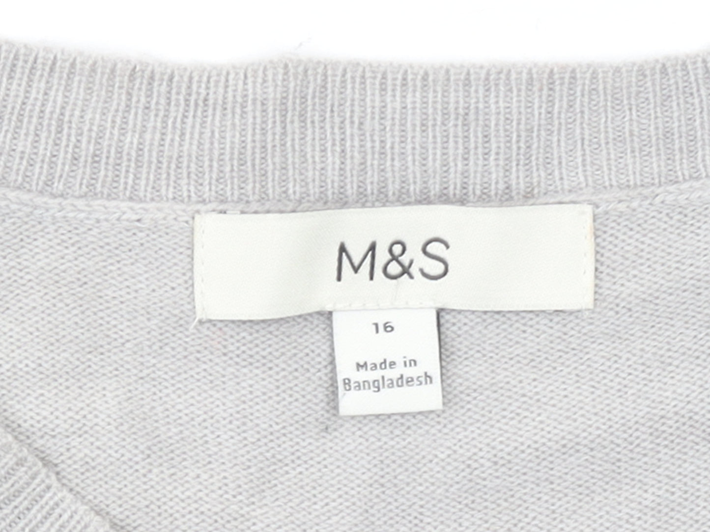 Marks and Spencer Women’s Black Grey Colour Block Cotton Jumper Size 16