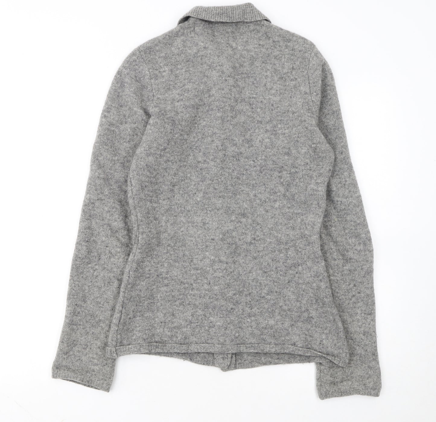 Next Womens Grey Merino Wool Collared Button Cardigan Size Small