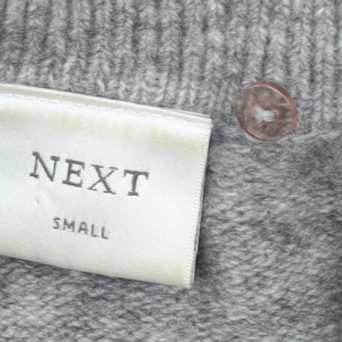 Next Womens Grey Merino Wool Collared Button Cardigan Size Small