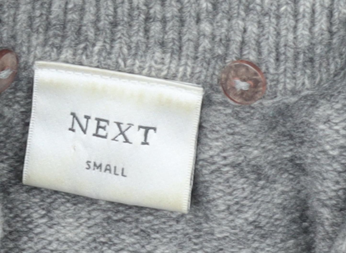 Next Womens Grey Merino Wool Collared Button Cardigan Size Small