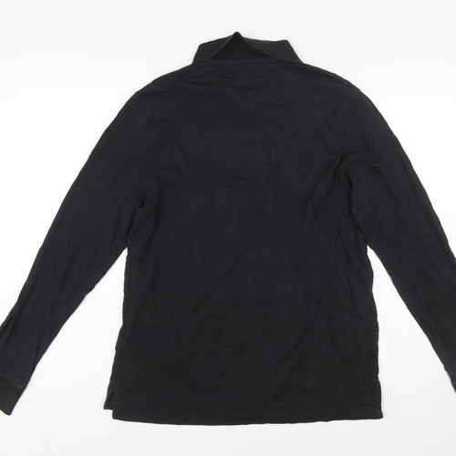 Tommy Hilfiger Men's Black Long Sleeve Polo Shirt Size L 100% Cotton