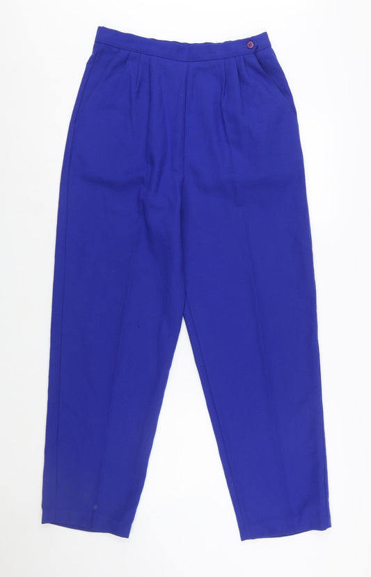 Lucia Womens Blue Tapered Pleated High Rise Trousers Size 12