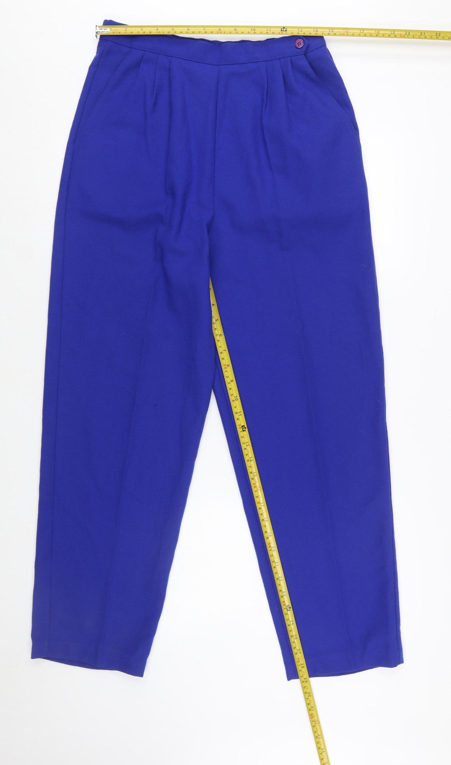 Lucia Womens Blue Tapered Pleated High Rise Trousers Size 12