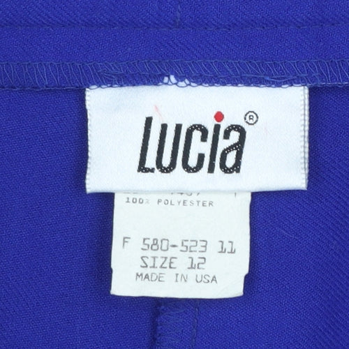 Lucia Womens Blue Tapered Pleated High Rise Trousers Size 12
