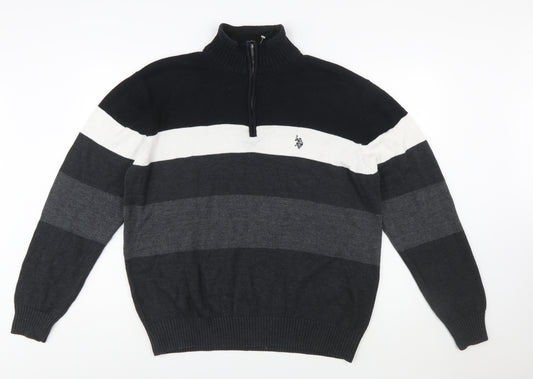 U.S. Polo Assn. Men’s Black 2XL Striped 1/2 Zip Knit Jumper