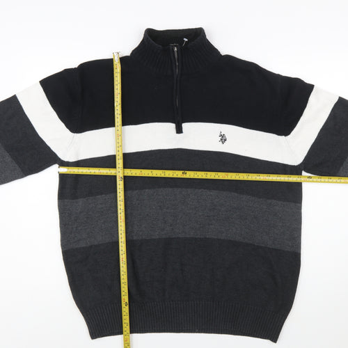 U.S. Polo Assn. Men’s Black 2XL Striped 1/2 Zip Knit Jumper