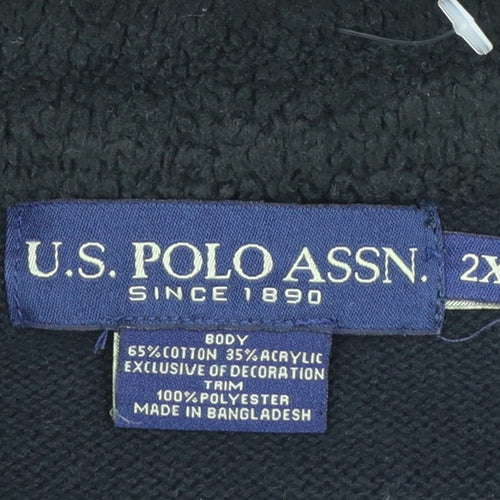 U.S. Polo Assn. Men’s Black 2XL Striped 1/2 Zip Knit Jumper